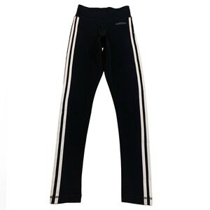 Adidas Black & White 3-Stripe Cropped Leggings - XS Climalite